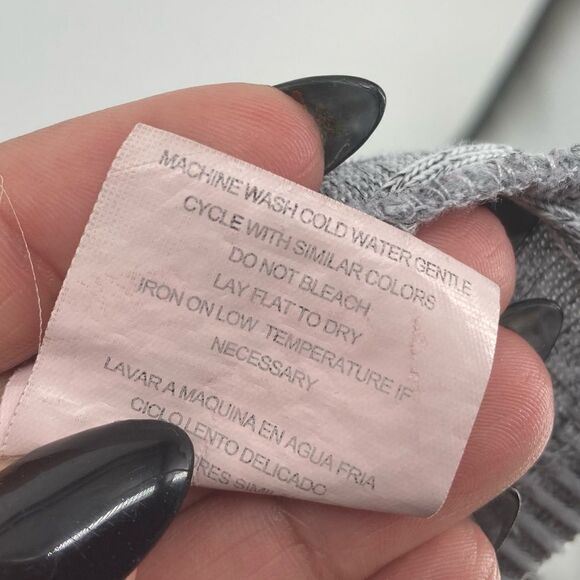 June & Hudson Gray Mock Neck Ribbed Soft Tie Front Knit Top Large - Picture 10 of 12